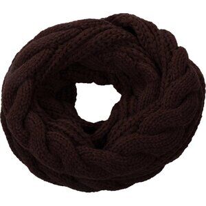 Women's Twist Dark Chocolate Thick Ribbed Knit Winter Infinity Circle Loop Scarf